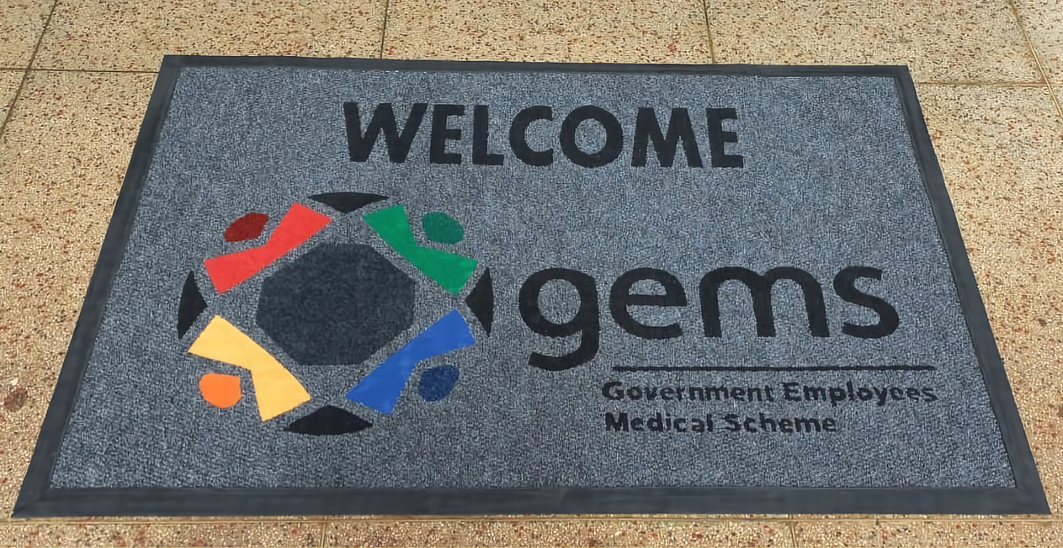 Rubber backed entrance mat with corporate branding