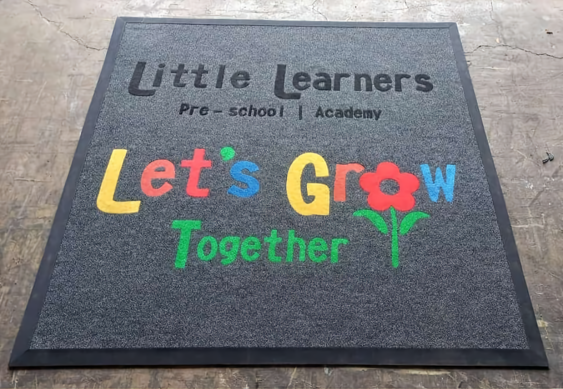 Custom logo entrance mat for a school reception